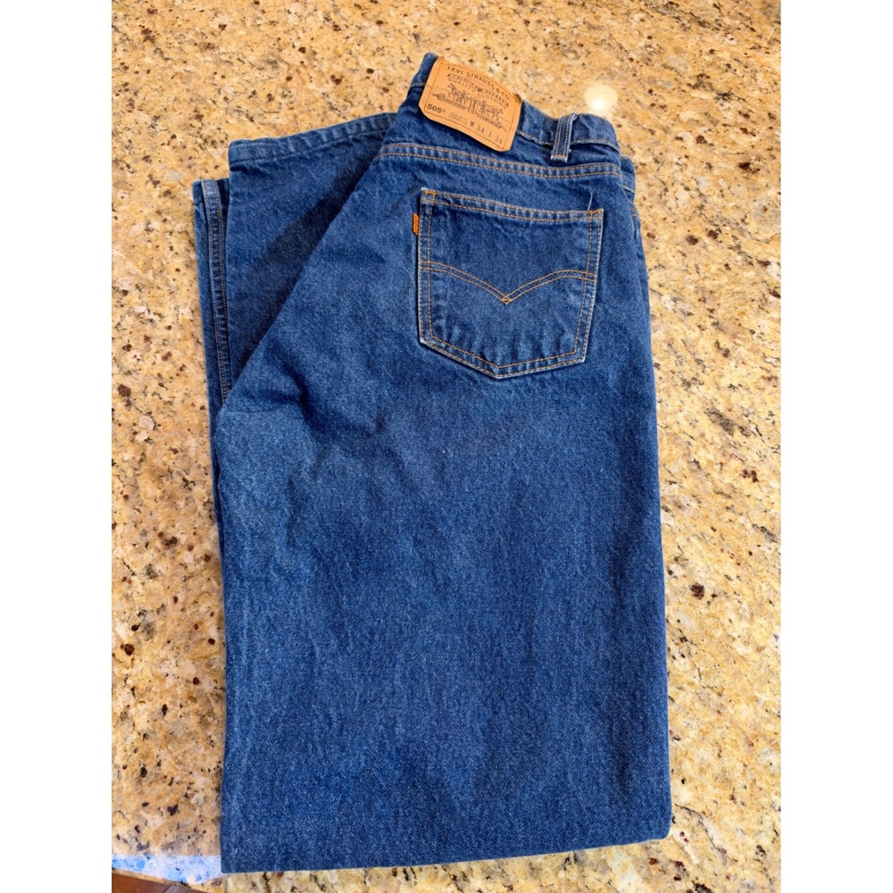 Vintage Levi's 505 Orange Tab Jeans Mens 34x34 Medium Wash Straight Leg 0897